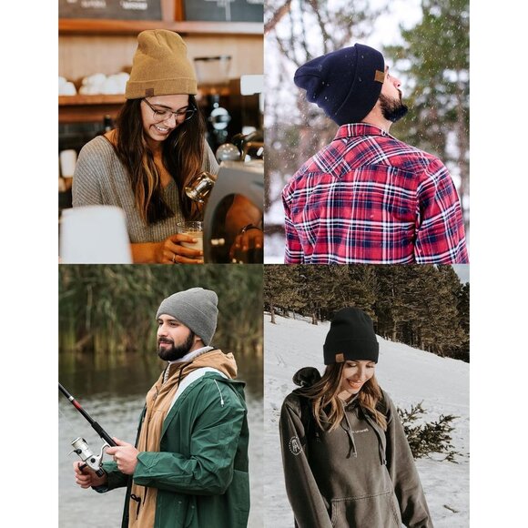 Men and Women Deepskyblue Acrylic Stretchy Daily Knit Warm Winter Beanie Hats - Picture 7 of 7